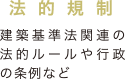 法的規制　建築基準法関連の法的ルールや行政の条例など